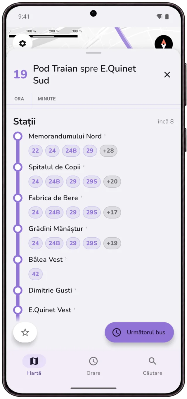 Stațiile pe traseu