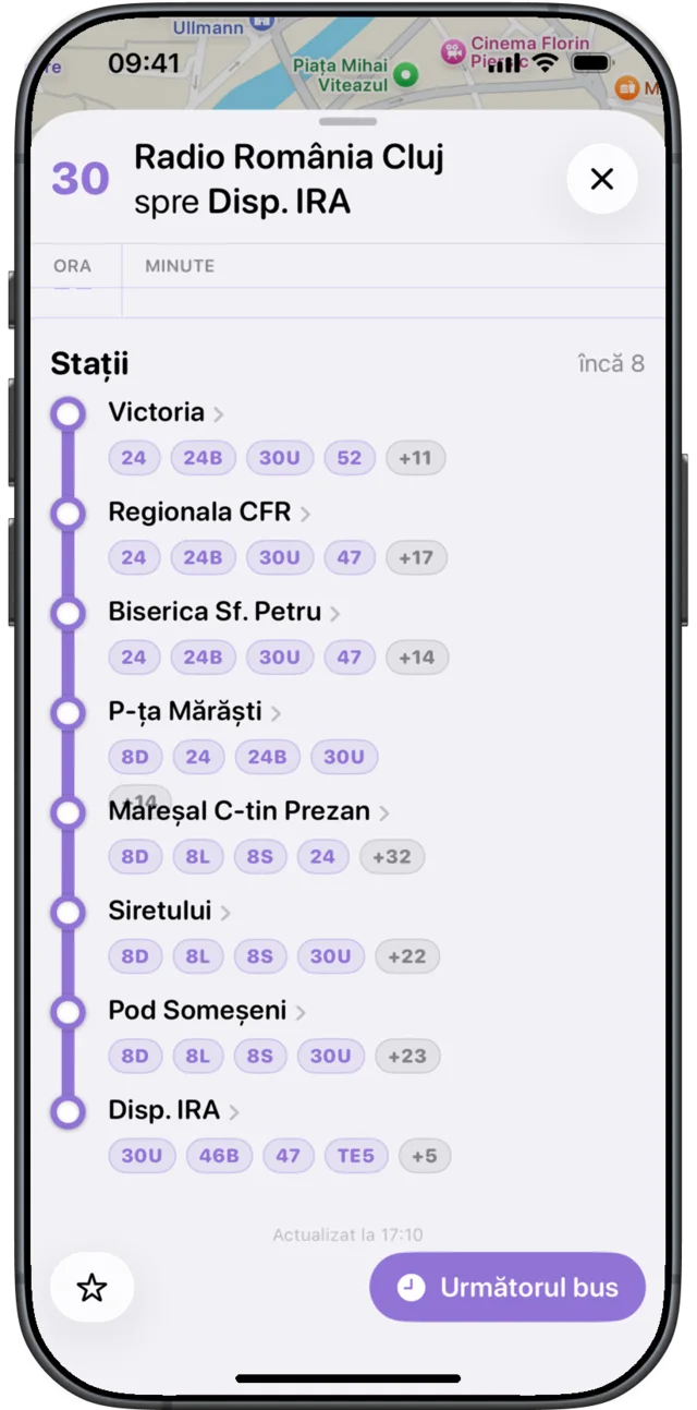 Stațiile pe traseu